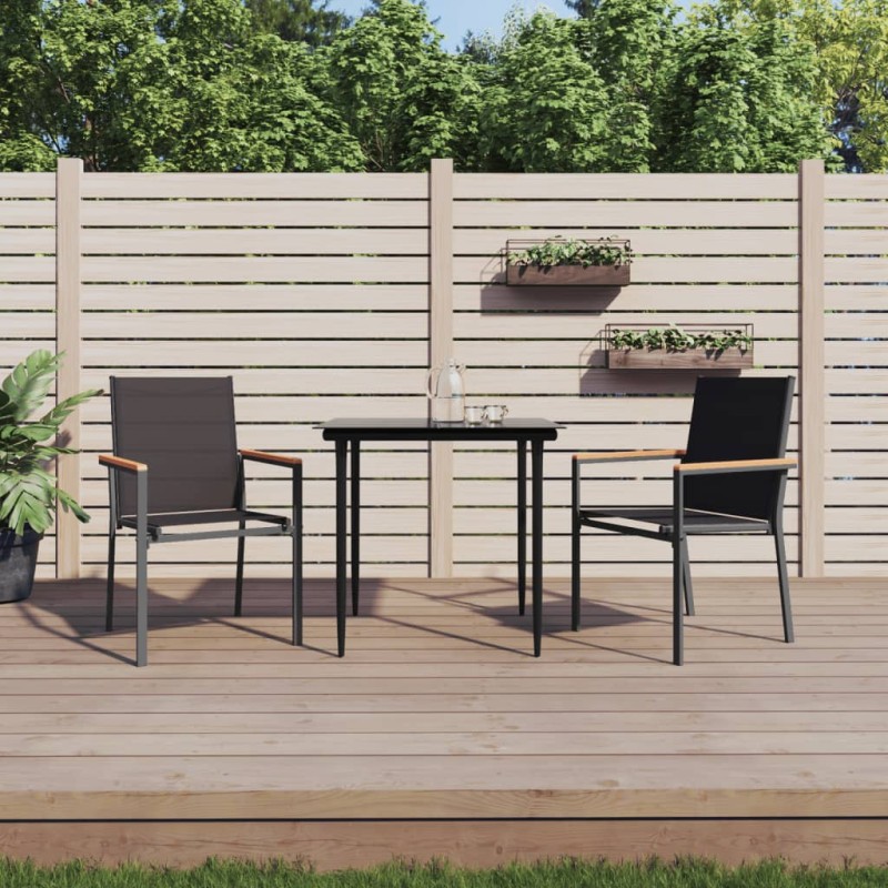 vidaXL Juego de comedor para jardín 3 piezas acero y textilene negro vidaXL Juego de comedor para jardín 3 piezas acero y textilene negro