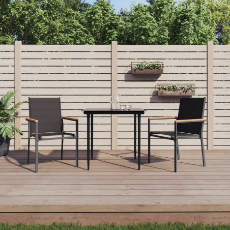 vidaXL Juego de comedor para jardín 3 piezas acero y textilene negro