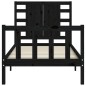 vidaXL Estructura de cama individual con cabecero madera maciza negro vidaXL Estructura de cama individual con cabecero madera maciza negro