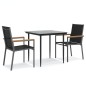 vidaXL Juego de comedor para jardín 3 piezas acero y textilene negro vidaXL Juego de comedor para jardín 3 piezas acero y textilene negro