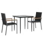 vidaXL Juego de comedor para jardín 3 piezas acero y textilene negro vidaXL Juego de comedor para jardín 3 piezas acero y textilene negro