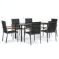 vidaXL Juego de comedor para jardín 7 piezas acero y textilene negro vidaXL Juego de comedor para jardín 7 piezas acero y textilene negro