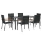 vidaXL Juego de comedor para jardín 7 piezas acero y textilene negro vidaXL Juego de comedor para jardín 7 piezas acero y textilene negro