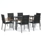 vidaXL Juego de comedor para jardín 7 piezas acero y textilene negro vidaXL Juego de comedor para jardín 7 piezas acero y textilene negro
