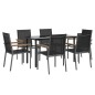 vidaXL Juego de comedor para jardín 7 piezas acero y textilene negro vidaXL Juego de comedor para jardín 7 piezas acero y textilene negro