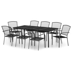 vidaXL Juego de comedor de jardín 9 piezas acero gris antracita
