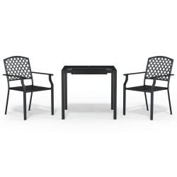 vidaXL Juego de comedor de jardín 3 piezas acero gris antracita