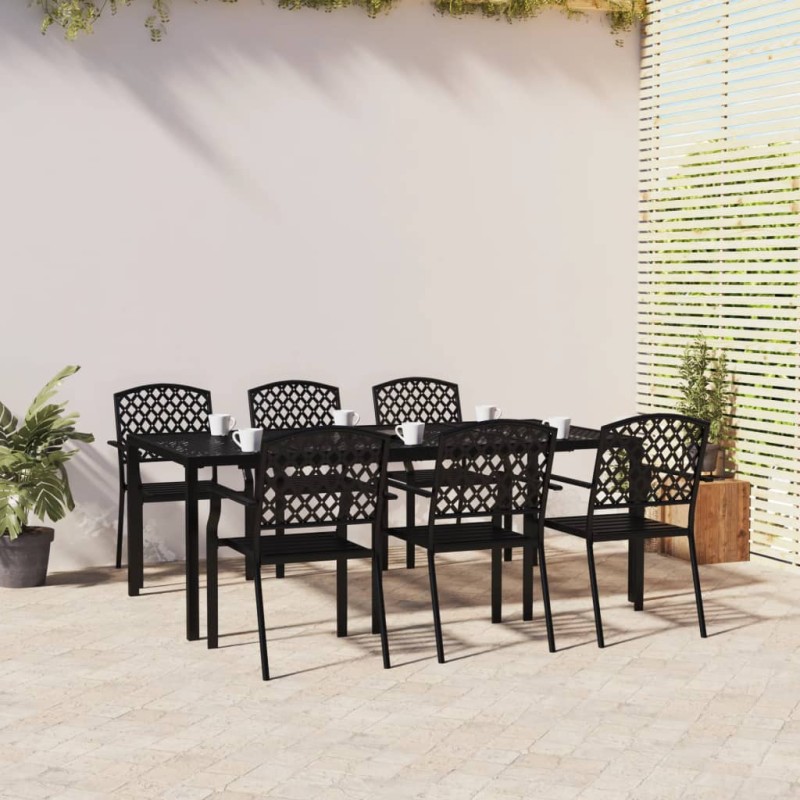 vidaXL Juego de comedor de jardín 7 piezas acero gris antracita vidaXL Juego de comedor de jardín 7 piezas acero gris antracita