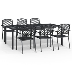 vidaXL Juego de comedor de jardín 7 piezas acero gris antracita
