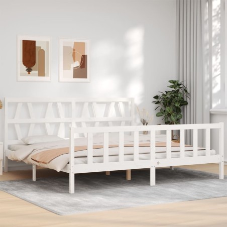 vidaXL Estructura de cama con cabecero madera maciza blanco 200x200 cm