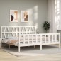 vidaXL Estructura de cama con cabecero madera maciza blanco 200x200 cm vidaXL Estructura de cama con cabecero madera maciza blanco 200x200 cm