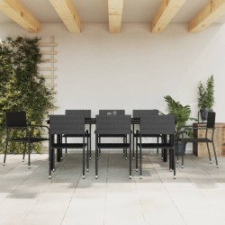 vidaXL Juego de comedor de jardín 9 pzas ratán sintético y acero negro