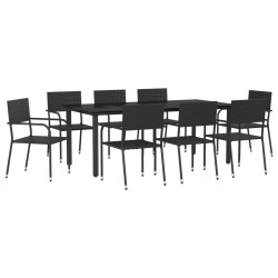 vidaXL Juego de comedor de jardín 9 pzas ratán sintético y acero negro