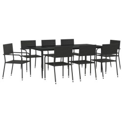 vidaXL Juego de comedor de jardín 9 pzas ratán sintético y acero negro