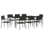 vidaXL Juego de comedor de jardín 9 pzas ratán sintético y acero negro vidaXL Juego de comedor de jardín 9 pzas ratán sintético y acero negro