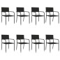 vidaXL Juego de comedor de jardín 9 pzas ratán sintético y acero negro vidaXL Juego de comedor de jardín 9 pzas ratán sintético y acero negro