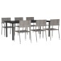 vidaXL Juego de comedor jardín 7 pzas ratán sintético acero gris negro vidaXL Juego de comedor jardín 7 pzas ratán sintético acero gris negro