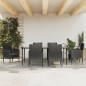 vidaXL Juego de comedor de jardín 7 pzas ratán sintético y acero negro vidaXL Juego de comedor de jardín 7 pzas ratán sintético y acero negro