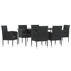vidaXL Juego de comedor de jardín 7 pzas ratán sintético y acero negro