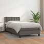 vidaXL Cama box spring con colchón cuero sintético gris 90x200 cm vidaXL Cama box spring con colchón cuero sintético gris 90x200 cm
