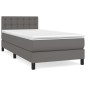 vidaXL Cama box spring con colchón cuero sintético gris 90x200 cm vidaXL Cama box spring con colchón cuero sintético gris 90x200 cm