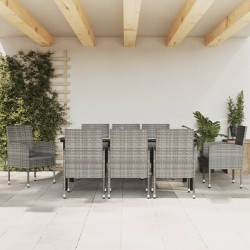 vidaXL Juego de comedor jardín 9 pzas ratán sintético acero gris negro