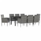 vidaXL Juego de comedor jardín 9 pzas ratán sintético acero gris negro vidaXL Juego de comedor jardín 9 pzas ratán sintético acero gris negro