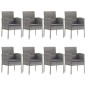 vidaXL Juego de comedor jardín 9 pzas ratán sintético acero gris negro vidaXL Juego de comedor jardín 9 pzas ratán sintético acero gris negro