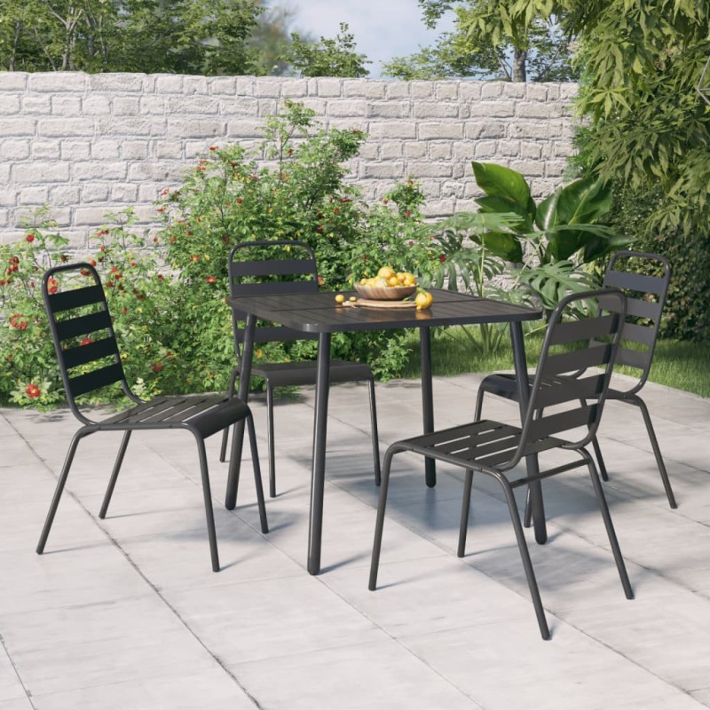 vidaXL Juego de comedor de jardín 5 piezas acero gris antracita vidaXL Juego de comedor de jardín 5 piezas acero gris antracita