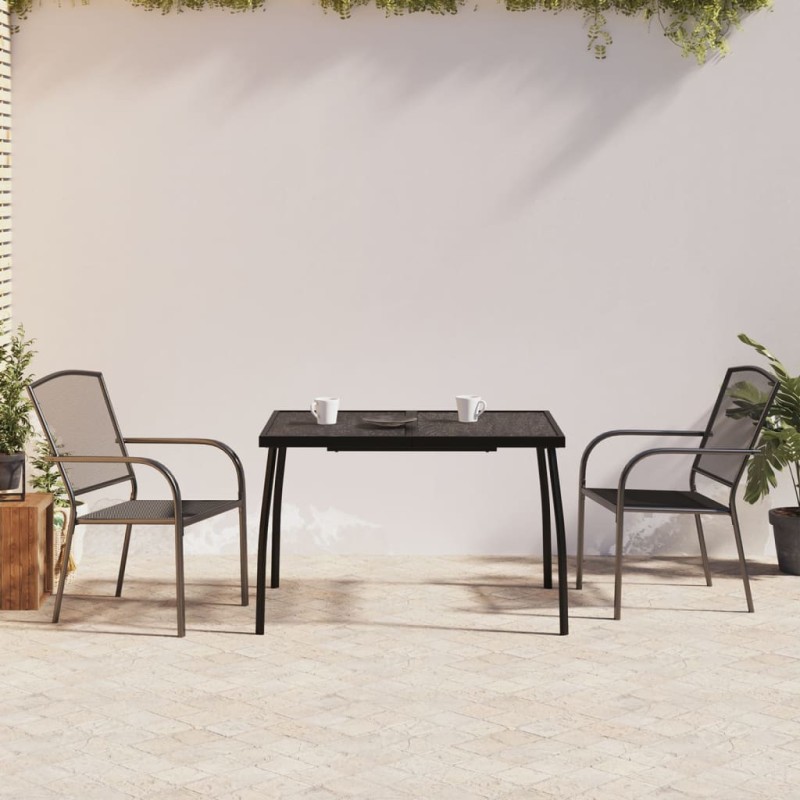 vidaXL Juego de comedor de jardín 3 piezas acero gris antracita vidaXL Juego de comedor de jardín 3 piezas acero gris antracita