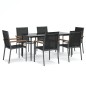 vidaXL Juego de comedor para jardín 7 piezas acero y textilene negro