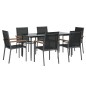 vidaXL Juego de comedor para jardín 7 piezas acero y textilene negro