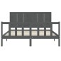 vidaXL Estructura de cama matrimonio con cabecero madera maciza gris