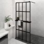 vidaXL Mampara ducha con estante vidrio ESG y aluminio negro 100x195cm vidaXL Mampara ducha con estante vidrio ESG y aluminio negro 100x195cm