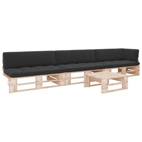 vidaXL Muebles de palets 4 pzas y cojines madera pino impregnada