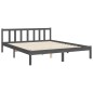 vidaXL Estructura de cama matrimonio con cabecero madera maciza gris