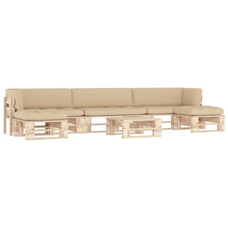 vidaXL Muebles de palets 6 pzas y cojines madera pino impregnada vidaXL Muebles de palets 6 pzas y cojines madera pino impregnada