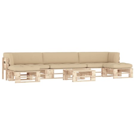 vidaXL Muebles de palets 6 pzas y cojines madera pino impregnada