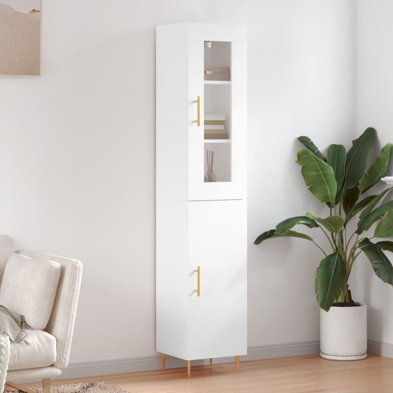 vidaXL Aparador alto madera contrachapada blanco brillo 34,5x34x180 cm vidaXL Aparador alto madera contrachapada blanco brillo 34,5x34x180 cm