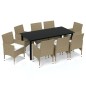 vidaXL Set de muebles jardín 9 pzas con cojines ratán sintético beige vidaXL Set de muebles jardín 9 pzas con cojines ratán sintético beige