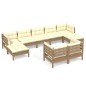 vidaXL Muebles de jardín 9 pzas y cojines madera de pino marrón miel