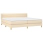 vidaXL Cama box spring con colchón tela color crema 200x200 cm vidaXL Cama box spring con colchón tela color crema 200x200 cm