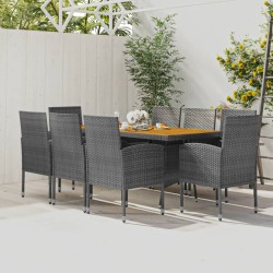 idaXL Juego de comedor de jardín 9 piezas ratán sintético gris