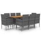 idaXL Juego de comedor de jardín 9 piezas ratán sintético gris idaXL Juego de comedor de jardín 9 piezas ratán sintético gris