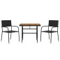 vidaXL Juego de comedor de jardín 3 pzas ratán sintético negro