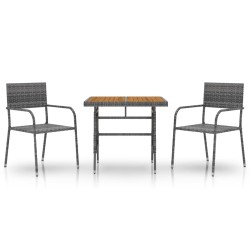 vidaXL Juego de comedor de jardín 3 piezas ratán sintético gris