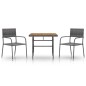 vidaXL Juego de comedor de jardín 3 piezas ratán sintético gris vidaXL Juego de comedor de jardín 3 piezas ratán sintético gris