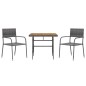 vidaXL Juego de comedor de jardín 3 piezas ratán sintético gris vidaXL Juego de comedor de jardín 3 piezas ratán sintético gris