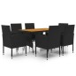 vidaXL Juego de comedor de jardín 7 piezas ratán sintético negro vidaXL Juego de comedor de jardín 7 piezas ratán sintético negro