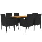 vidaXL Juego de comedor de jardín 7 piezas ratán sintético negro vidaXL Juego de comedor de jardín 7 piezas ratán sintético negro